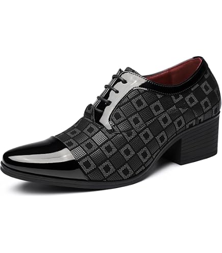 Amazon.com | Men's Printing Pointed-Toe Patent Leather Derby